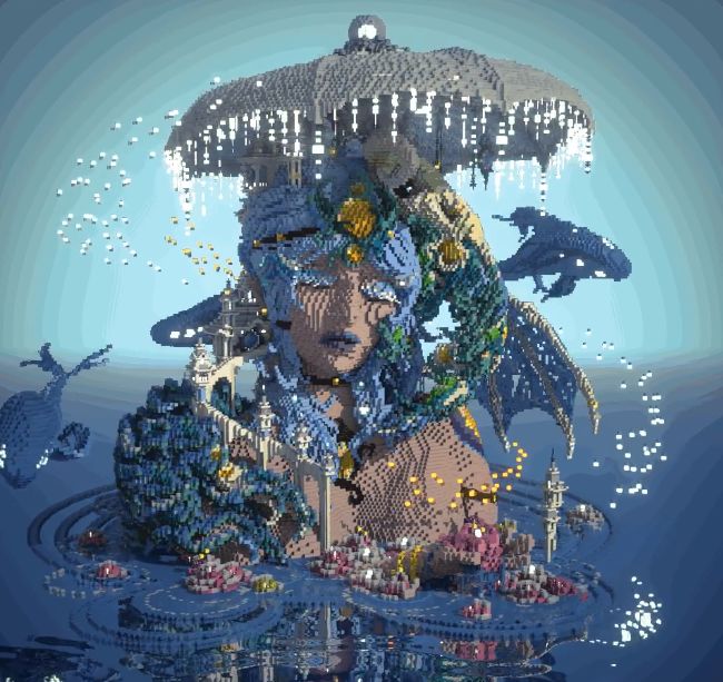 在《我的世界》中创作雕塑的艺术家