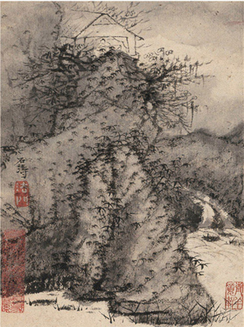 清初四僧:石涛《早期山水》册页(四开)欣赏