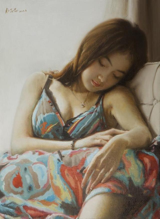 中国美院教授任志忠女体油画作品,纤毫毕现,细腻逼真