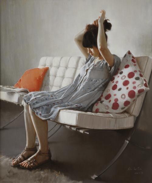 中国美院教授任志忠女体油画作品,纤毫毕现,细腻逼真