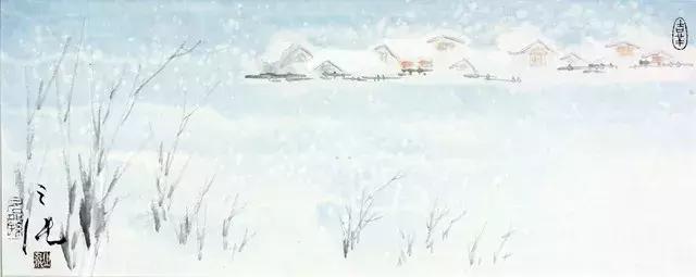 他用水墨描绘雪国梦境