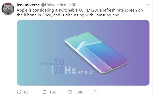 2020年iPhone最新爆料:屏幕大升级,要配备120Hz刷新率