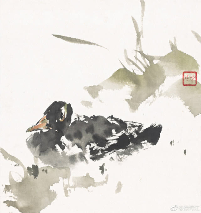 徐锦江新绘画作品造诣高,画鸭子有关山月风格,留白尽显真实力