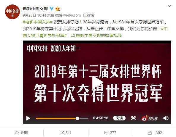 女排十一连胜轻取冠军!《中国女排》不在国庆上映,真是可惜了