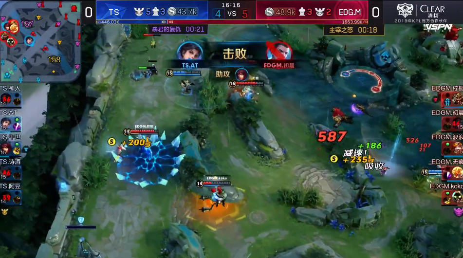 王者荣耀:EDGM走入正轨,无痕柠栀双边发威零封TS