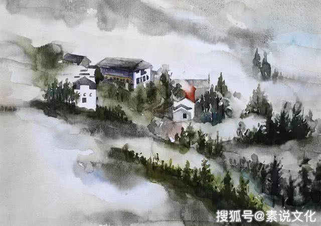 她的水彩作品,有吴冠中笔下的水乡特色,凝聚艺术最动人的情