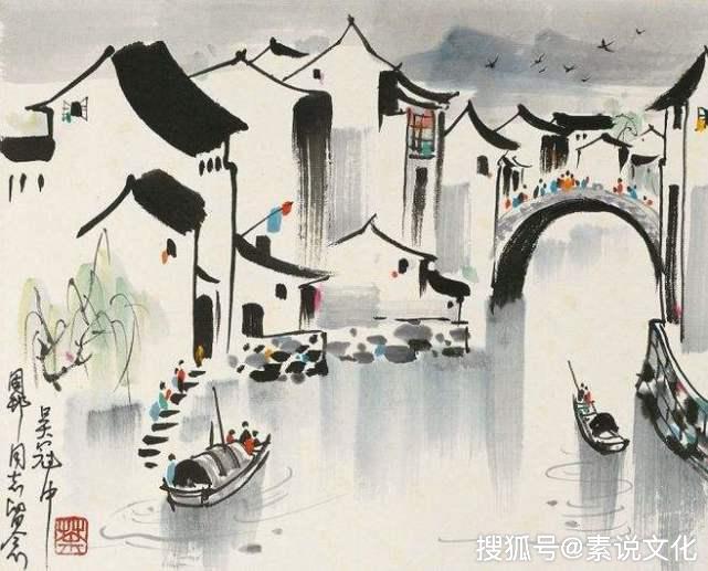她的水彩作品,有吴冠中笔下的水乡特色,凝聚艺术最动人的情