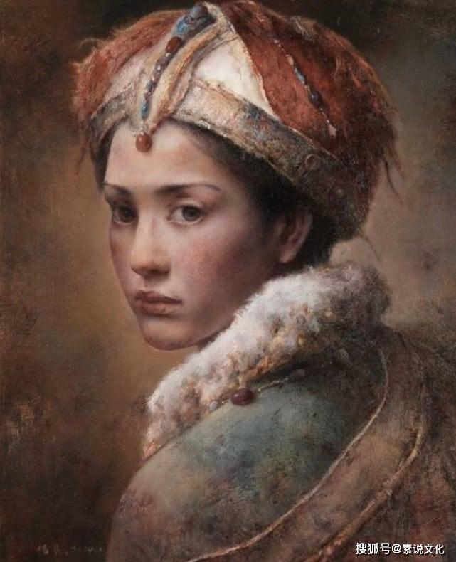 与陈丹青的西藏组图比,他的绘画更庄重,没有艾轩作品的伤感