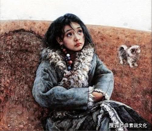 与陈丹青的西藏组图比,他的绘画更庄重,没有艾轩作品的伤感