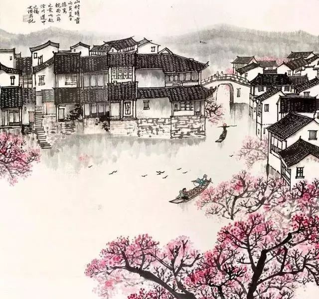欣赏他笔下的杏花烟雨,大雪天也春意盎然!