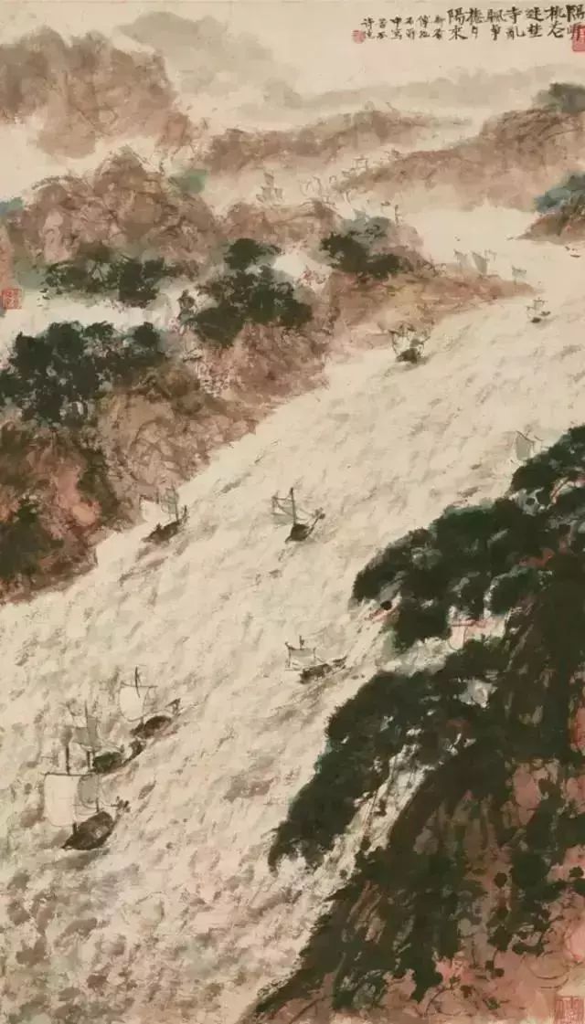 傅抱石的绘画作品,洋溢着浓烈的诗意,意境幽美!
