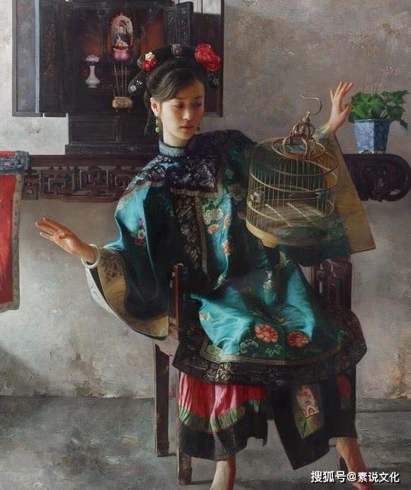 独特的东方油画,结合西方绘画技巧,展现出凄婉的神秘感