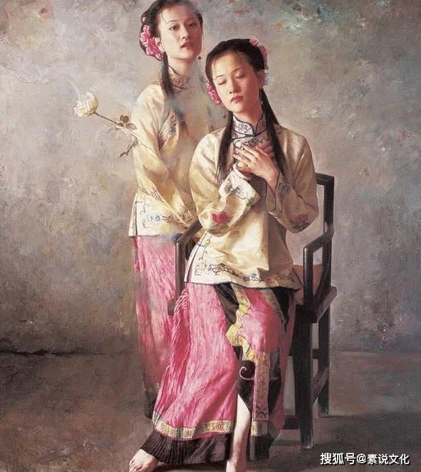 独特的东方油画,结合西方绘画技巧,展现出凄婉的神秘感