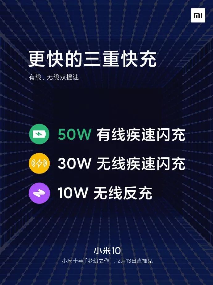 【新机】小米10配置公布:1080P+90Hz刷新率,支持50W有线快充