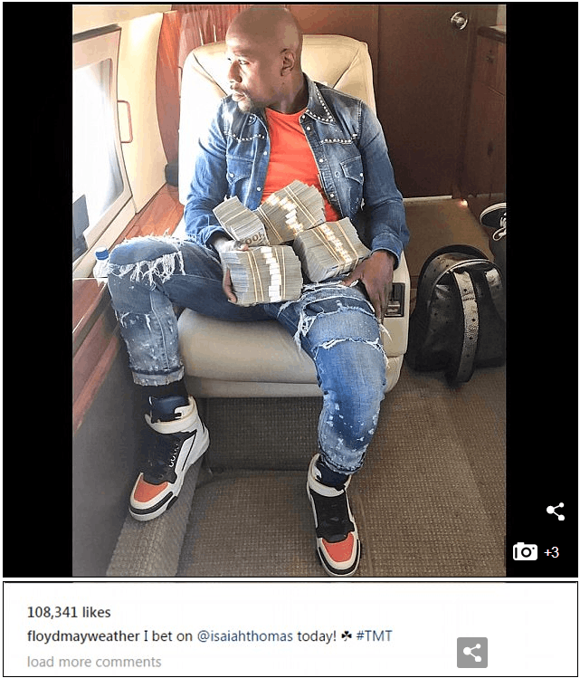 小托马斯53分成全梅威瑟:晒四沓钞票自豪赌对了