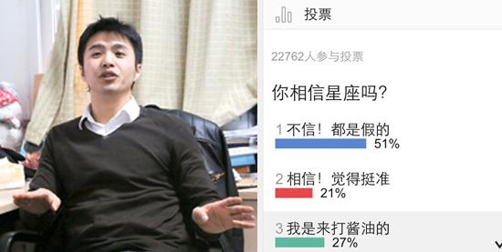 吴莫愁挺北大教授称星座有点假 7成网友支持