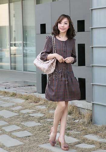 【已审】格纹连衣裙 淑女风赚回头率