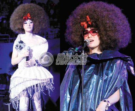 女星夸张爆炸头引领时尚潮流