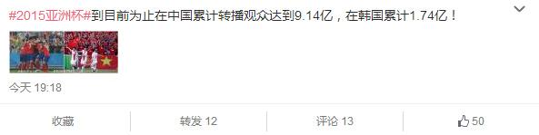 牛!国足掀亚洲杯热 9.14亿中国观众收看转播