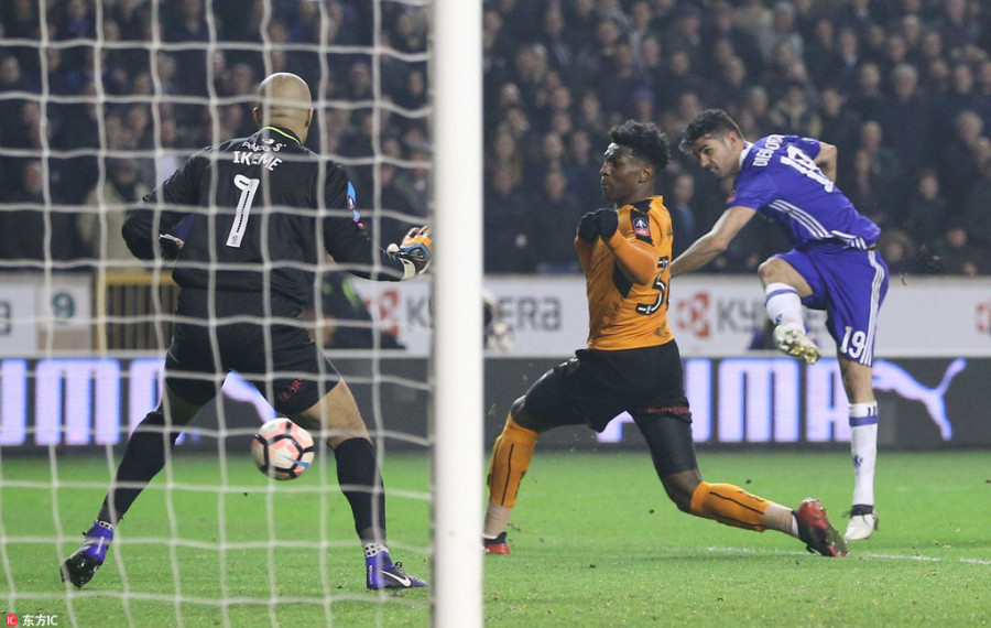 足总杯-佩刀科斯塔破门 切尔西2-0狼队晋级8强