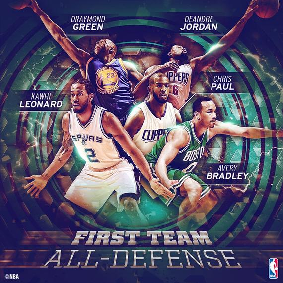 最佳防守阵容:卡哇伊全票入选 追梦CP3小乔丹