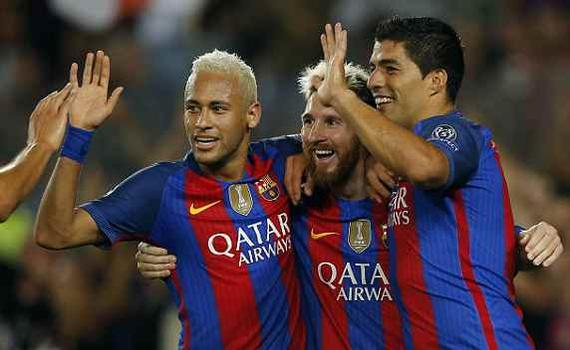 欧冠-梅西3球苏神2球 内马尔1射4传 巴萨7-0大胜