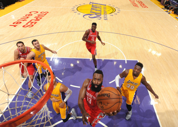 哈登34+17火箭爆冷负 后科比时代湖人开门红