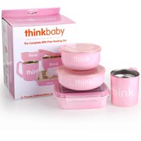 海淘精选:考拉海购 周年庆:Thinkbaby 辛克宝贝 婴幼儿不锈钢餐具套装 4件套 粉色148元包邮