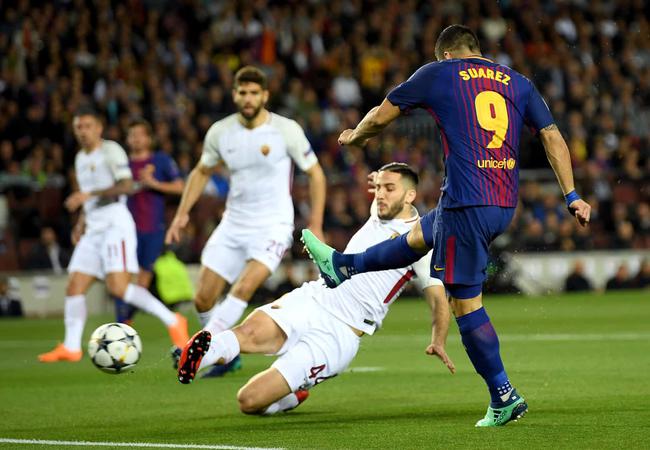 欧冠-苏亚雷斯破荒 巴萨笑纳两乌龙4-1轻取罗马