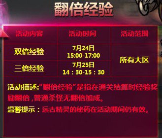 7月25日三倍经验活动时间调整公告