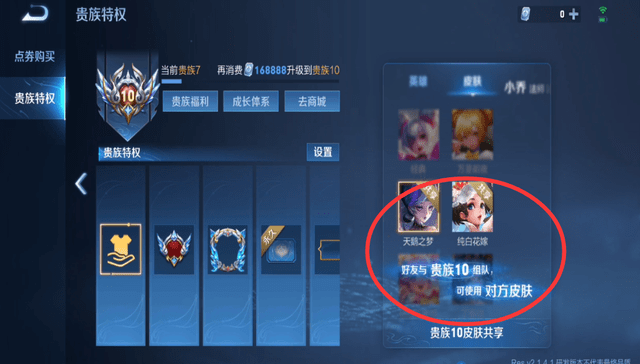 王者荣耀 贵族10来了 新增众多特权还送传说级贵族皮肤