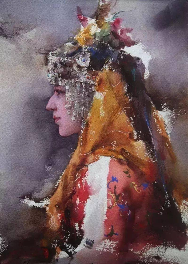 这画家火了,大笔触画出霸屏水彩,这光感够绝,极致东方的美!