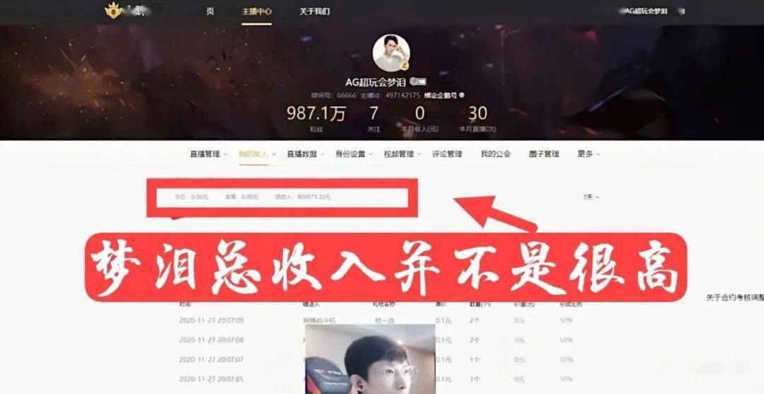 梦泪意外曝光直播后台,收入并非很高,和大仙差距明显