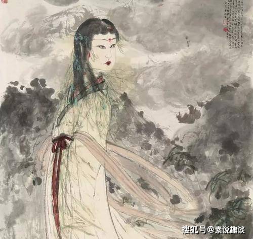 嫦娥奔月绘画:工笔作品比不过油画,油画却输给了傅抱石的写意