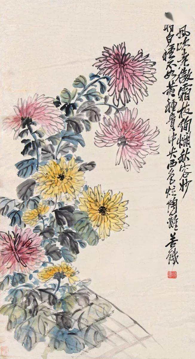 【岐山书画】吴昌硕笔下的菊花,大气、古朴