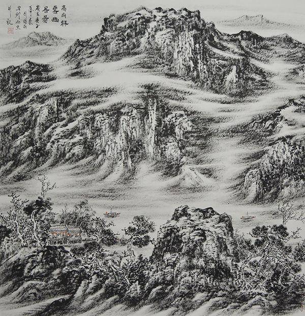 著名焦墨山水画家林晓丽——水墨淡彩风景山水画欣赏