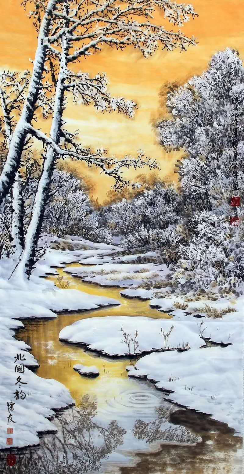 中国美术家协会会员王怀友山水冰雪画鉴赏