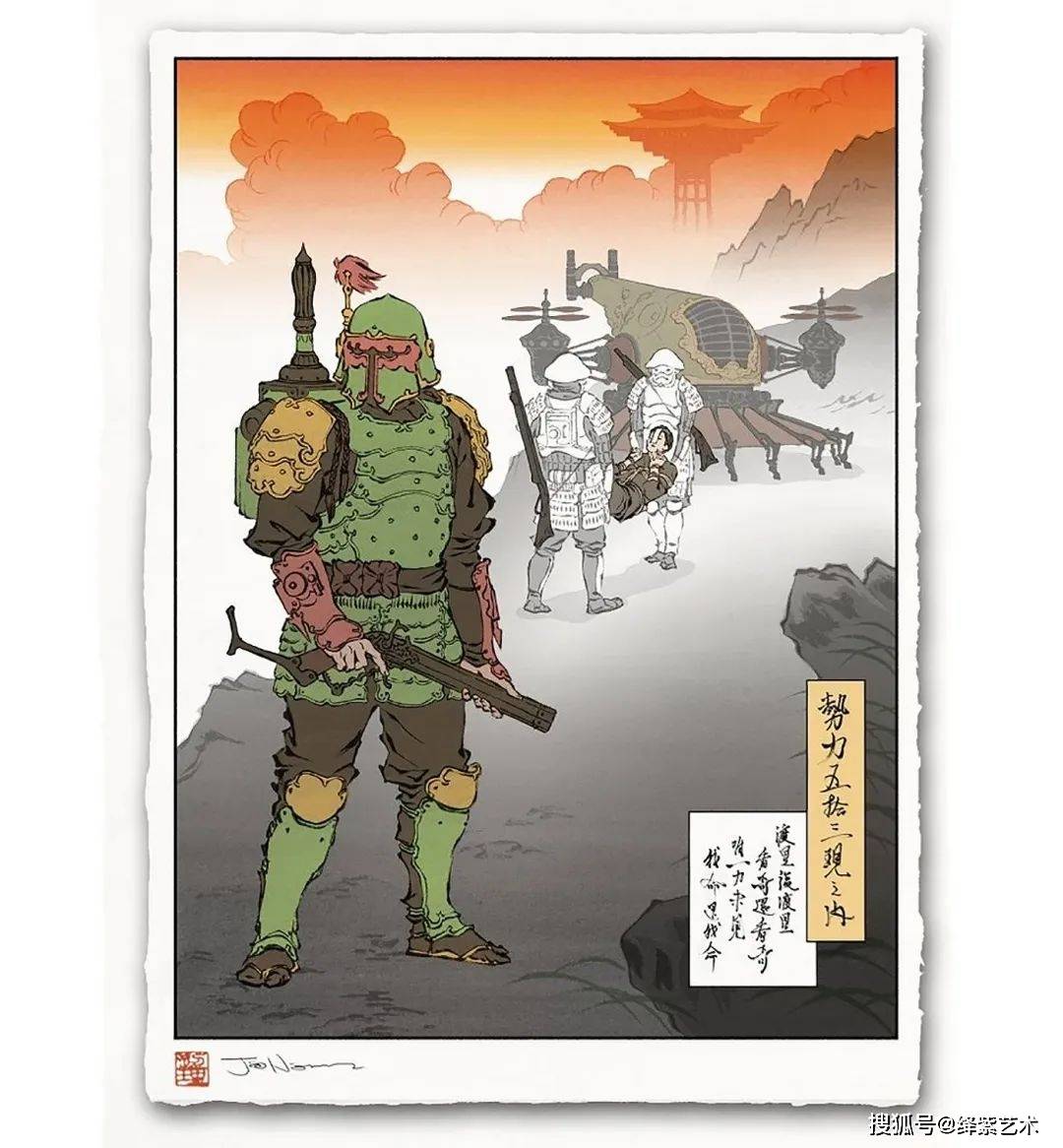 用浮世绘的画风,爆改卡通片英雄角色,帅气中透着搞笑