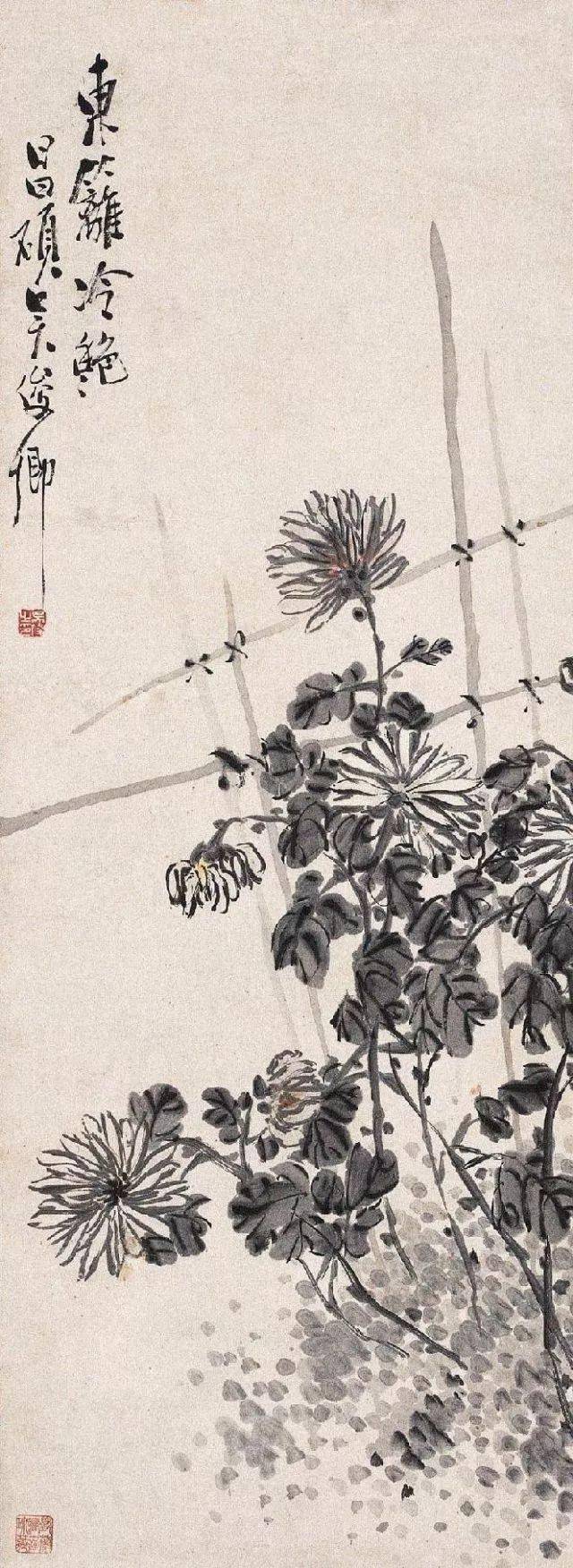 【岐山书画】吴昌硕笔下的菊花,大气、古朴