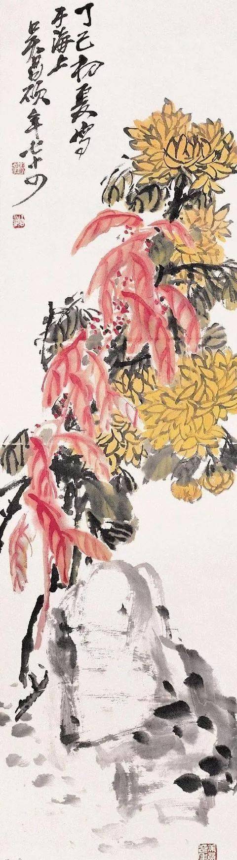 【岐山书画】吴昌硕笔下的菊花,大气、古朴