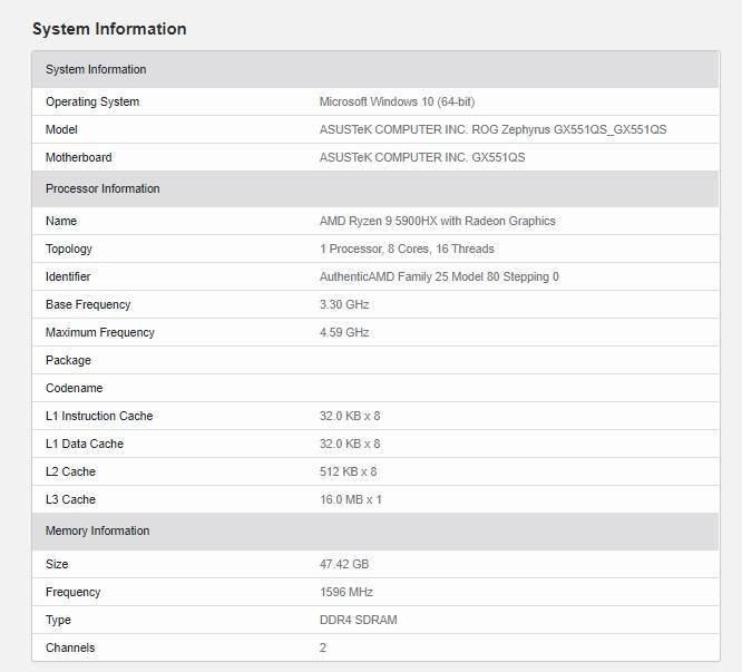 AMD R9 5900HX 笔记本可超频处理器参数曝光