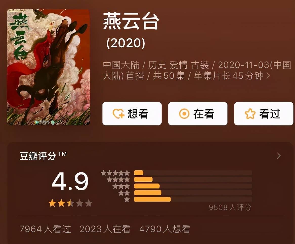 《燕云台》评分4.9,收视率网播量双扑,85花的突围又失败告终?