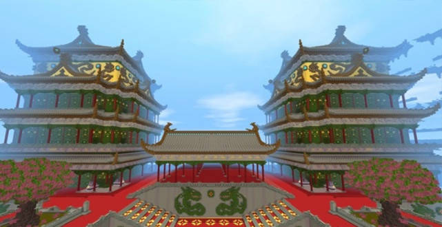 迷你世界:大神还原古风宫殿建筑,乘上白鹤体验仙人的感觉!
