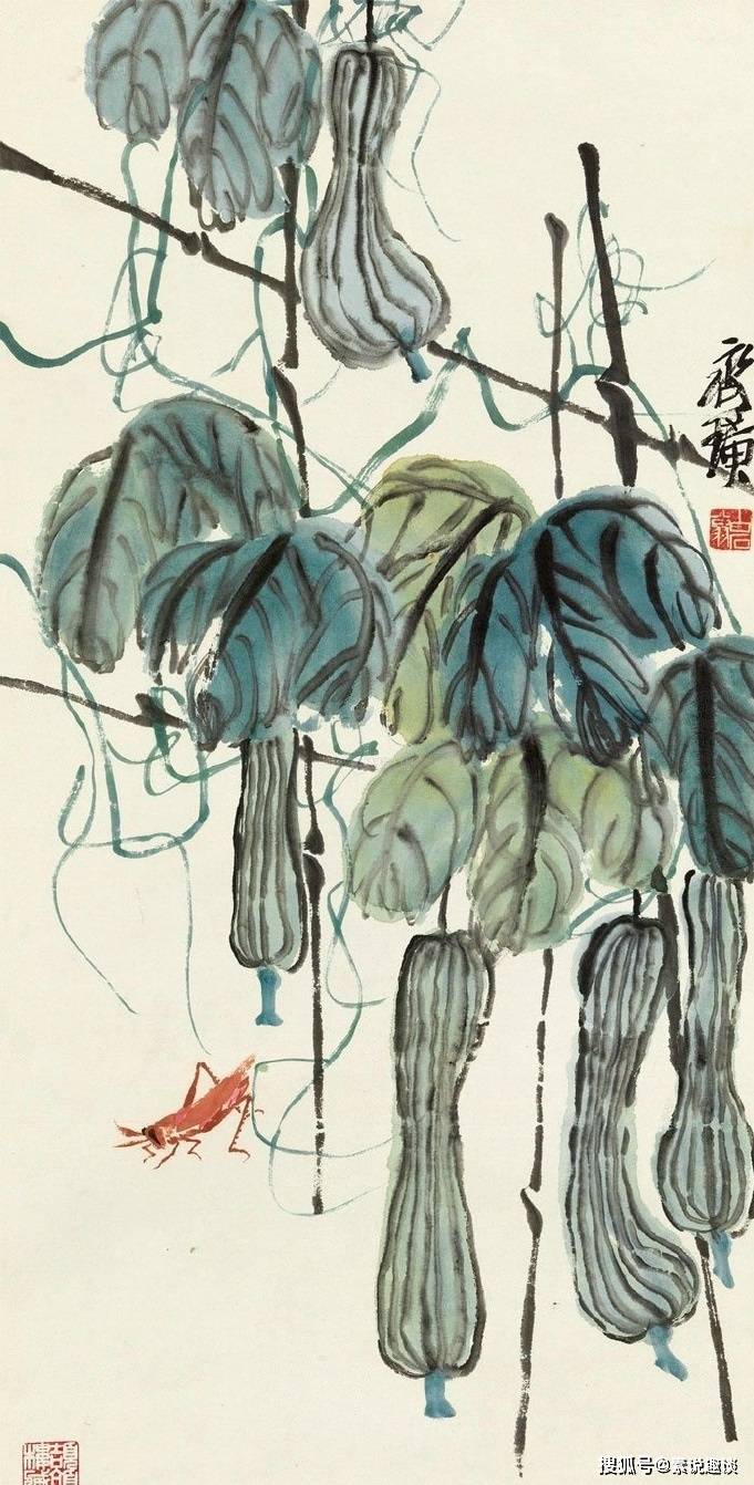 齐白石画丝瓜,一根丝瓜值1000万,比不过一只蚂蚱5000万