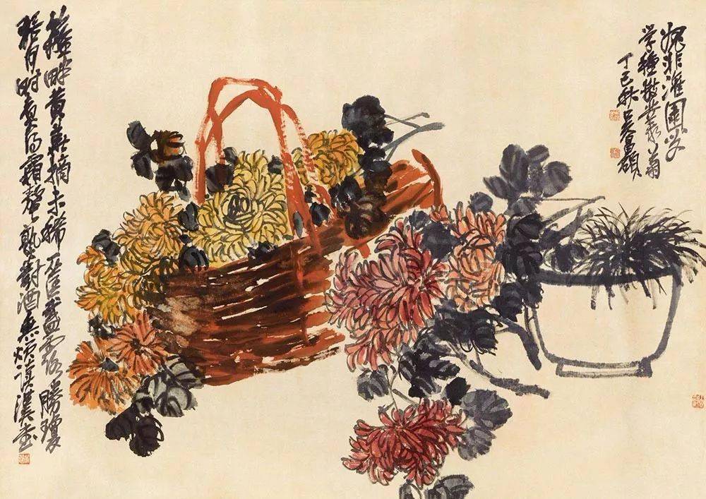 【岐山书画】吴昌硕笔下的菊花,大气、古朴