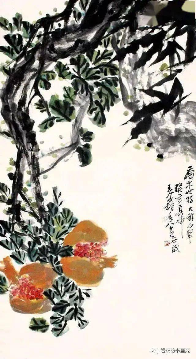 这3位大师画的石榴,笔墨各自风流,非常值得称道
