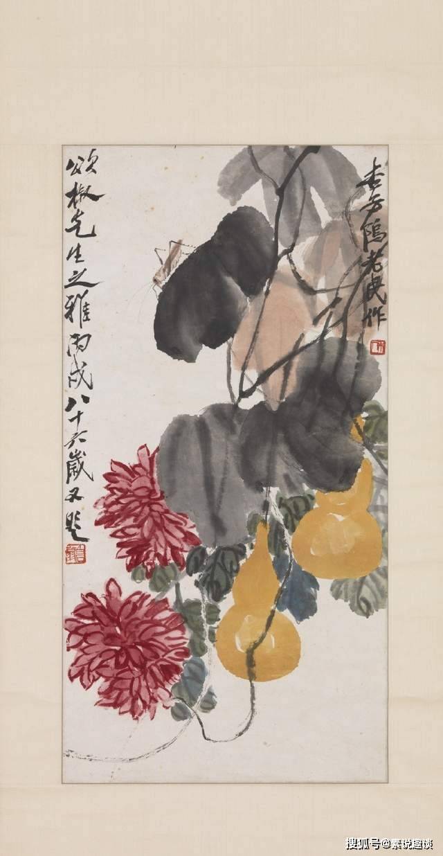 齐白石的这张葫芦图,一只蚱蜢成就一幅画,价值也翻了10倍