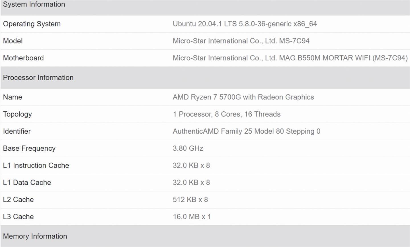 新一代桌面APU:AMD R7 5700G 现身,8核16线程带高频核显