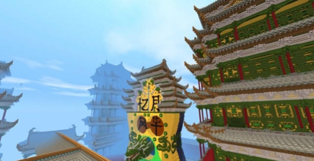 迷你世界:大神还原古风宫殿建筑,乘上白鹤体验仙人的感觉!