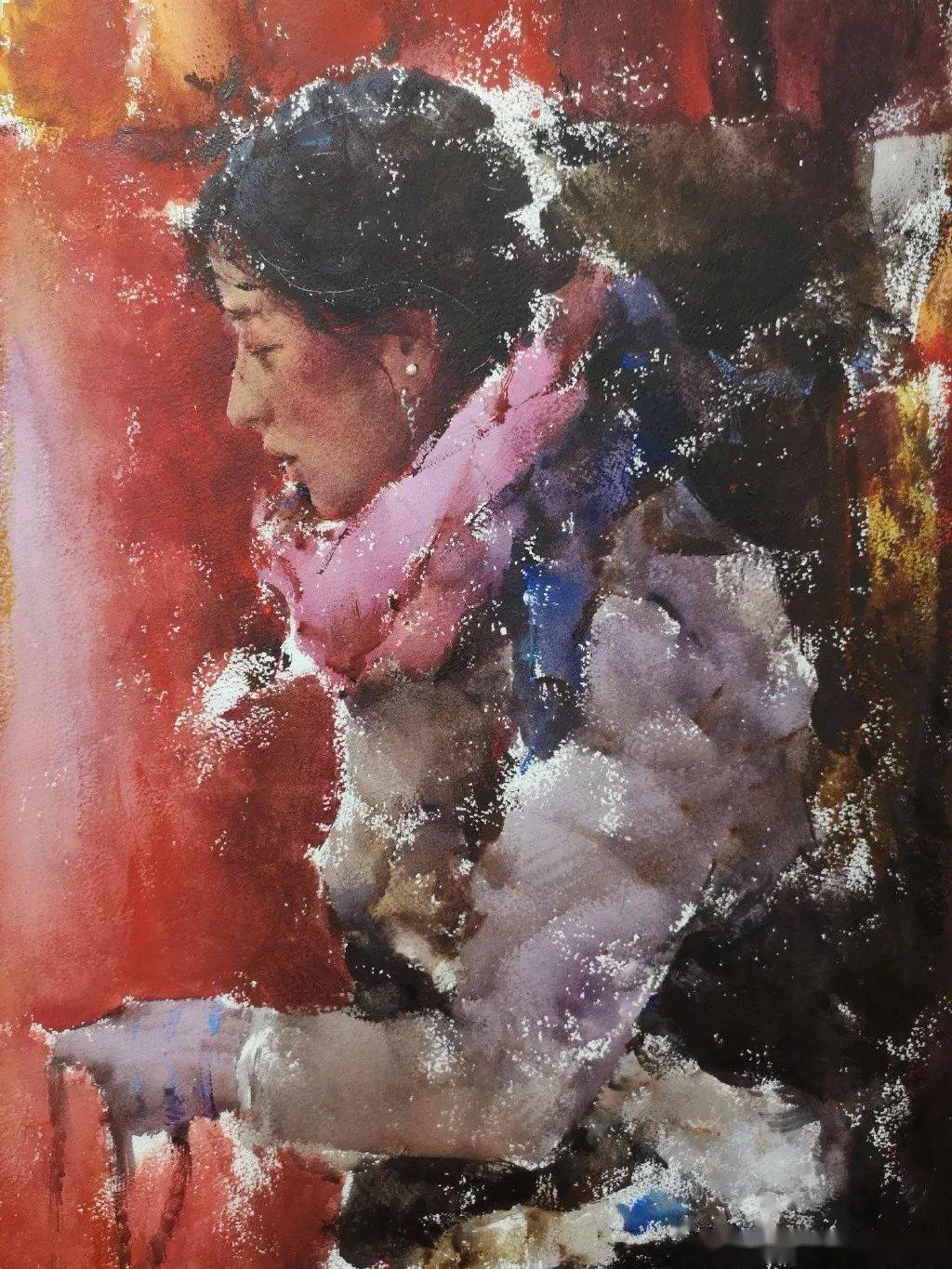 这画家火了,大笔触画出霸屏水彩,这光感够绝,极致东方的美!